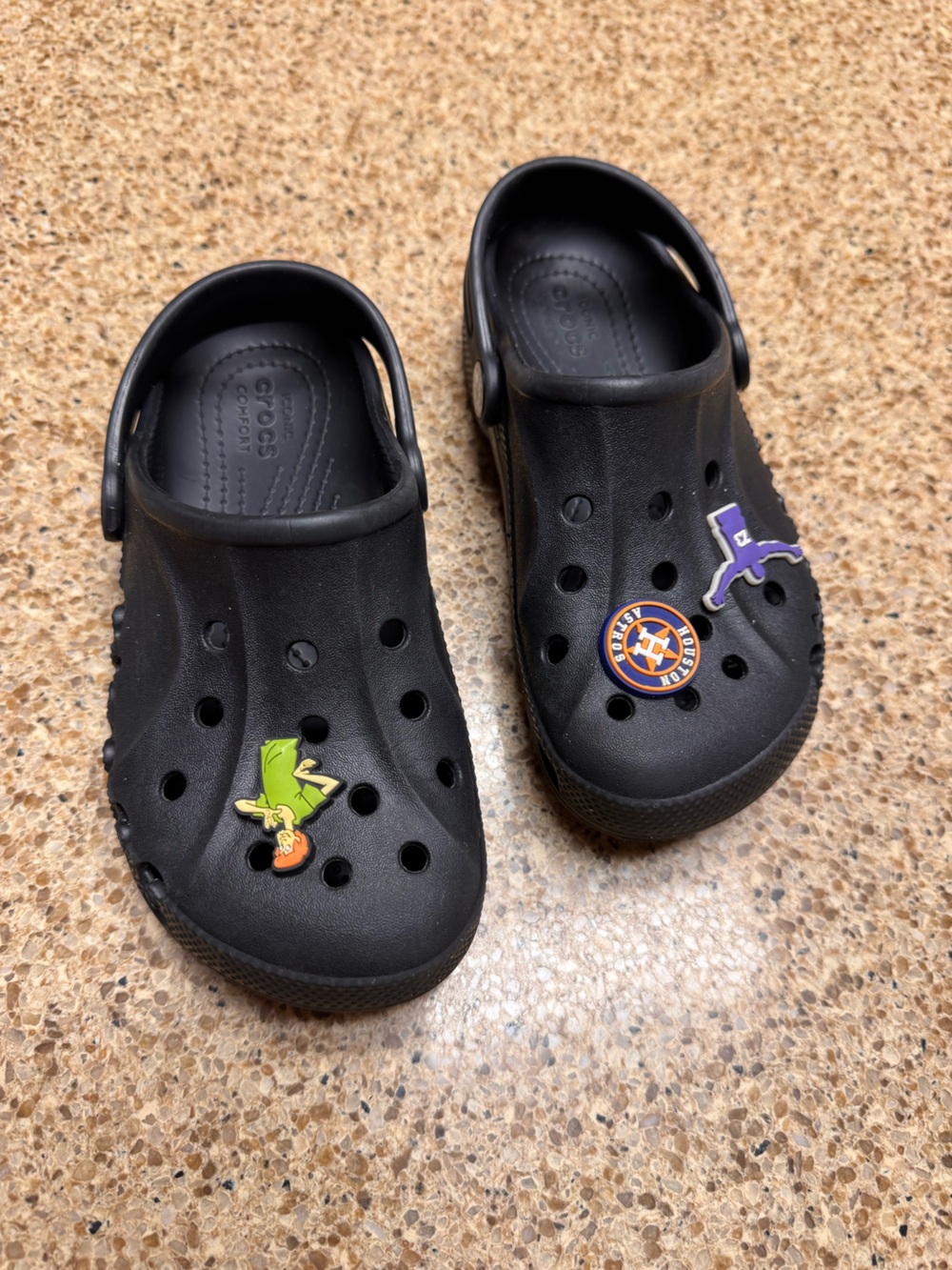 CROCS Kids Black Classic Clogs with Charms